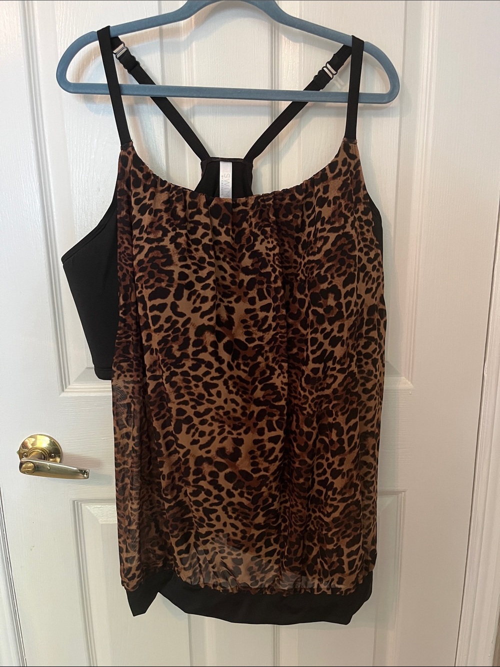 Cacique Leopard Print Swim Top in Brown and Black